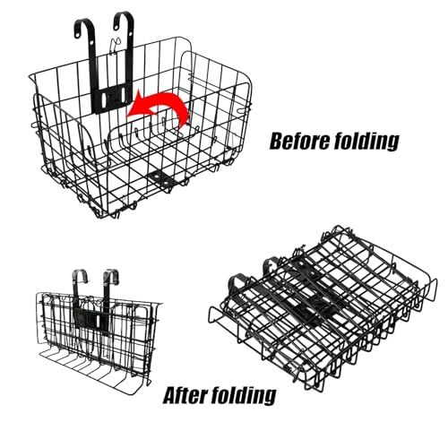 Folding Bike Front Basket Bicycle Wire Basket with Handles Easy Installation on Front Handlebar