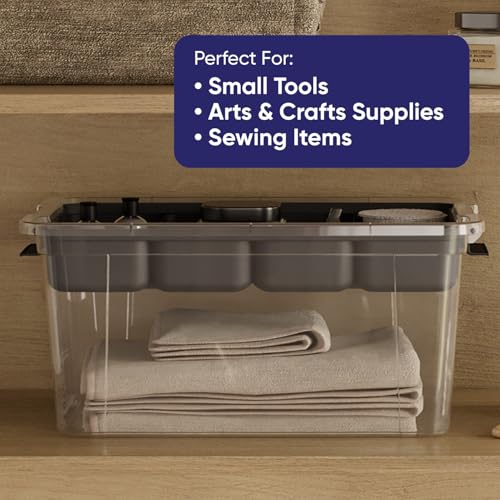 Superio Storage Container Organizing Bin with Removable Tray Deep Plastic Tools, Sewing, Crafts Box,14.75 Qt. - size: Medium 14.75 Qt. X Deep