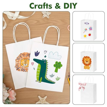 60pcs White Paper Gift Bags with Handles Bulk, Medium Size, 8x4x10in - color: White 8x4x10in, size: 1 Count (Pack of 60)