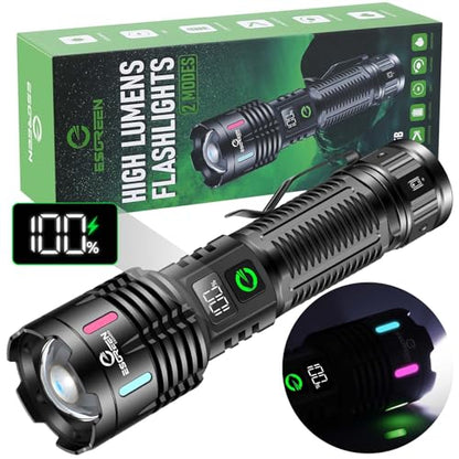 Esgreen Super Bright LED Rechargeable Flashlight High Lumen 100000 – 2-Mode - size: 1 Pack - Medium
