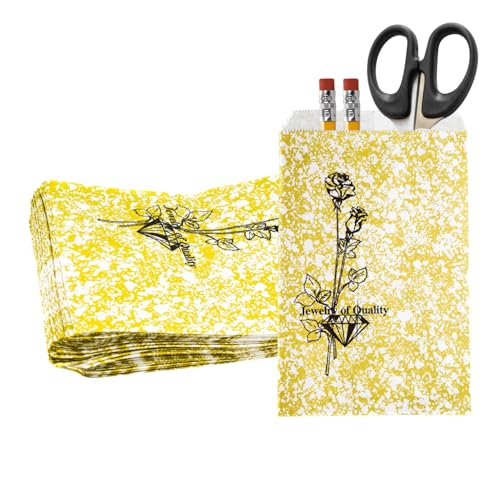 Novel Box 100 Pack Gold Rose Print Flat Merchandise Bags 5x7 in - color: Gold Rose Print, size: 5" x 7" Inches