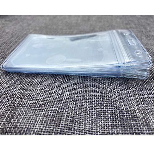 Vertical ID Badge Holders Sealable Waterproof Clear Plastic Holder, Fits RFID/Proximity/Badge Swipe Cards or Credit Card (6Pcs, Vertical)