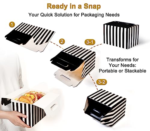 Happyhiram 40 Pack Black Striped Large Gable Boxes, 9x6x6 Inch - color: Black Stripes, size: 1 Count (Pack of 40)