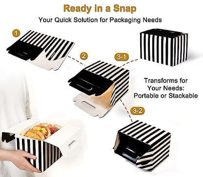 Happyhiram 40 Pack Black Striped Large Gable Boxes, 9x6x6 Inch - color: Black Stripes, size: 1 Count (Pack of 40)