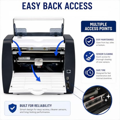 MA-180S Bill Counter Machine - Mixed Denomination Money Counter with Value Count, CIS Sensor, Serial Number Recognition, UV/MG/IR Counterfeit Detection, Bank-Grade Currency Counter for Business