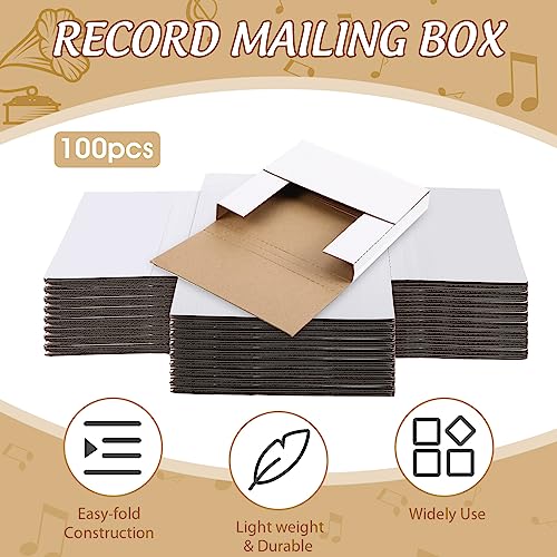 Fuutreo 100 Pack 7 Inch Vinyl Record Mailers, 45 RPM Easy Fold Cardboard