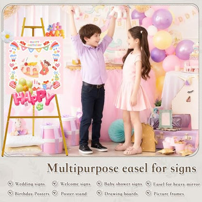 57.1" Gold Easel Stand for Sign,Tall Heavy Duty Display Easel - size: high--57.1"