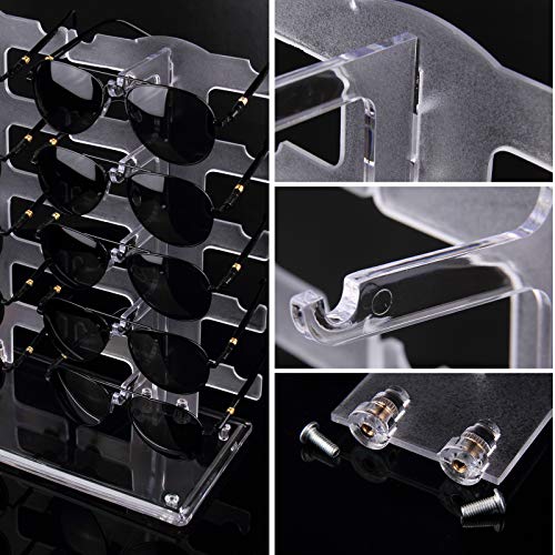 Lamoutor 2 Row Sunglasses Rack Holder Glasses Display Stand Transparent