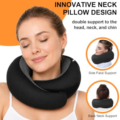 Travel Pillow - Hooded Neck Pillow Airplane Memory Foam Filling - color: Panda