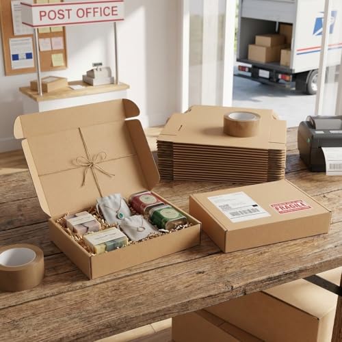 11x8x2 Cardboard Shipping Boxes Set of 20, Brown - size: 11" x 8" x 2"