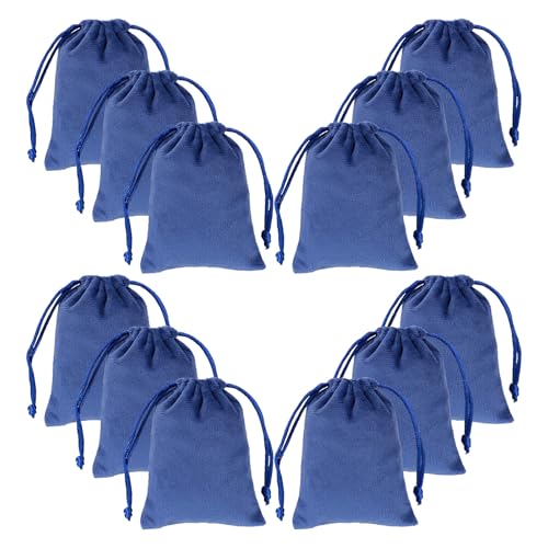 Tapleap 12Pcs Small Jewelry Bags, 2¾x 3½” Blue Velvet Drawstring Pouch - color: Blue, size: 2¾ x 3½in