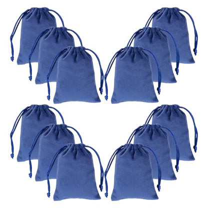 Tapleap 12Pcs Small Jewelry Bags, 2¾x 3½” Blue Velvet Drawstring Pouch - color: Blue, size: 2¾ x 3½in