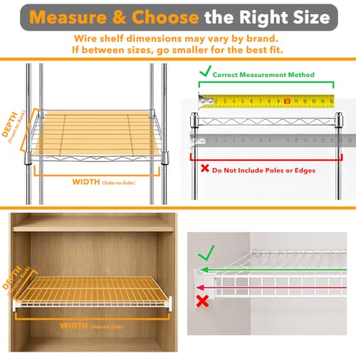 SpaceAid Wire Shelf Covers for Pantry Rack, 20" W x 16" D, White 4pcs - size: 20"W x 16"D