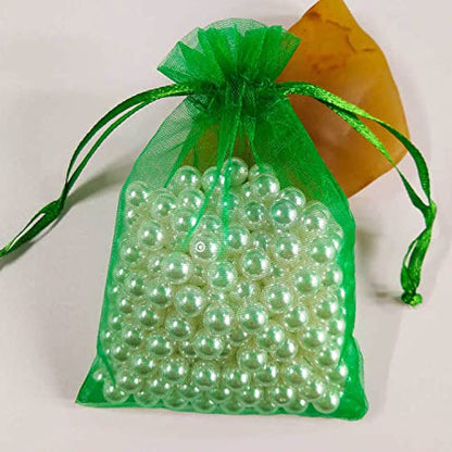 Sheer Organza Mesh Drawstring Gift Goodie Bags 100pcs 4x6 Inch Green - color: Green 4x6in 100pc
