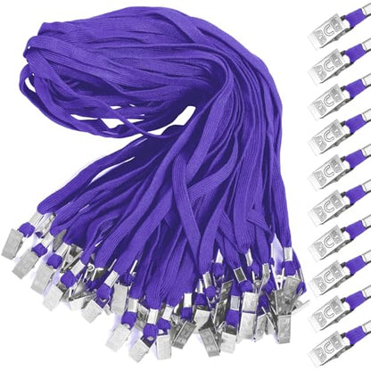 Marspark 200 Pcs Lanyards for ID Badges, Flat Swivel Hook,Purple - color: Purple