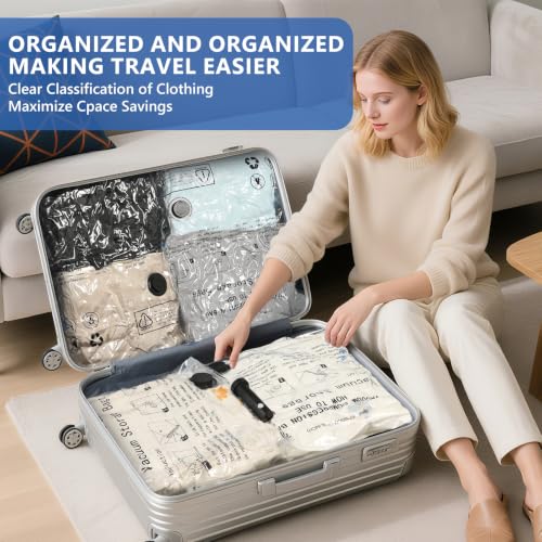 18 Pack Travel Vacuum Bags for Clothing with Rechargeable Wireless Air Pump - size: 18 Combo Size (Blue)