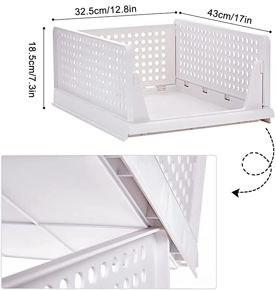 yazi 8 Pack Foldable Plastic Wardrobe Storage Bins - size: 8L