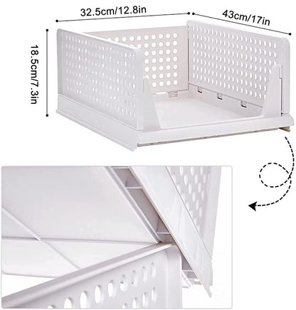 yazi 8 Pack Foldable Plastic Wardrobe Storage Bins - size: 8L