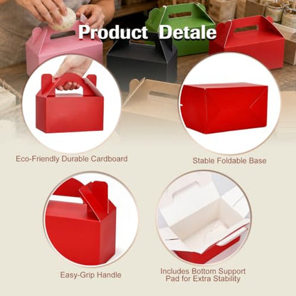 Aosric Small Red Gable Boxes 3.5 x 3.5 x 6.3 In, 30 Pack - color: Red