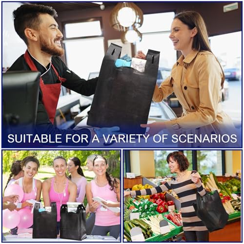 Windyun Large Grocery Bags Bulk Non Woven Totes - color: Black