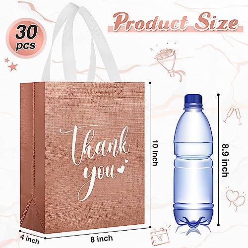 Sweetude 30 Thank You Non Woven Gift Bag, 10 x 8 x 4 Inch, Rose Gold - color: Rose Gold, size: 1 Count (Pack of 30)
