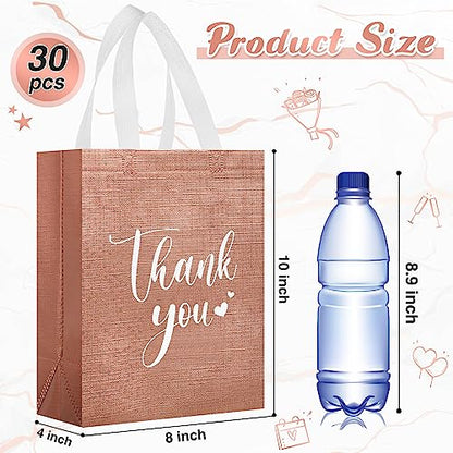 Sweetude 30 Thank You Non Woven Gift Bag, 10 x 8 x 4 Inch, Rose Gold - color: Rose Gold, size: 1 Count (Pack of 30)