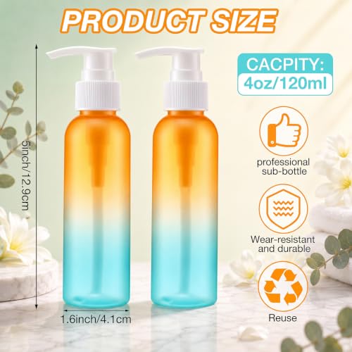 Nuenen 48 Pcs 4oz/120ml Lotion Bottles with Pump, Orange Green Gradient - color: Orange Green Gradient