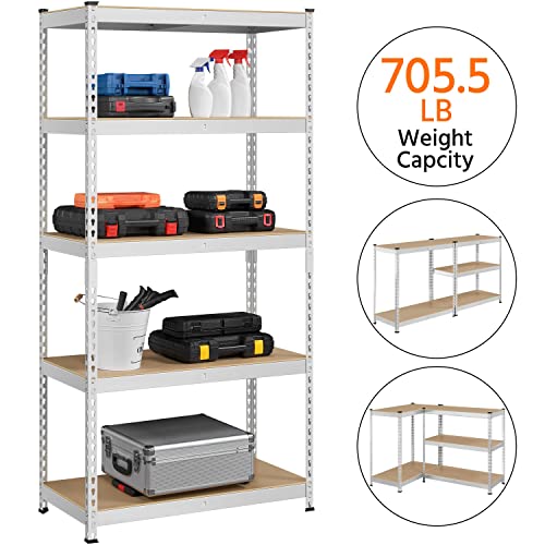 Topeakmart 5 Tier Metal Storage Shelving Unit, 35.5x17.5x72 Inch Silver - color: Silver, size: 35.5 x 17.5 x 72 Inch