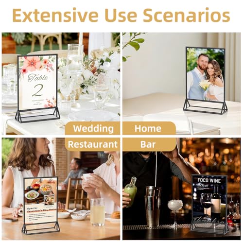 PPH-Sisy Acrylic Sign Holder 5x7 Double-Sided Black Picture Frames Clear Sign Holder for Flyer Holder Menu Holder Wedding Table Number Holder Photo Frame - 6 Pack - color: Black, size: 5x7-6 Pack