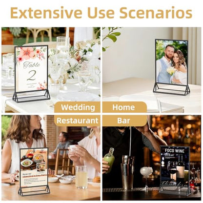 PPH-Sisy Acrylic Sign Holder 5x7 Double-Sided Black Picture Frames Clear Sign Holder for Flyer Holder Menu Holder Wedding Table Number Holder Photo Frame - 6 Pack - color: Black, size: 5x7-6 Pack