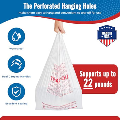 Fuxury 96000 (96K) Count Plastic Thank You T-shirt Bags Made in USA - color: White, size: 96000 Count