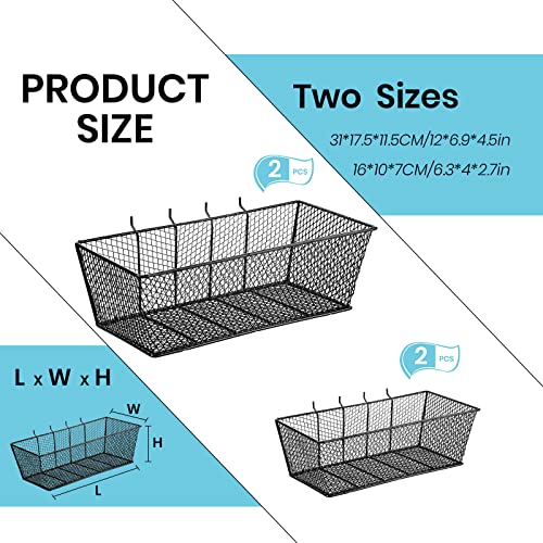 Sieral 4 Pcs Metal Pegboard Baskets Wire Organizer, Small, Large, Black - color: Black, size: Small, Large