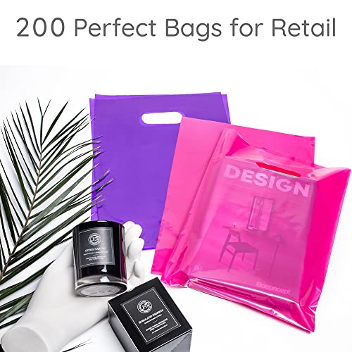 Choice Marts 200 Pink And Purple Plastic Bags 9x12 Merchandise Bags - color: Pink & Purple