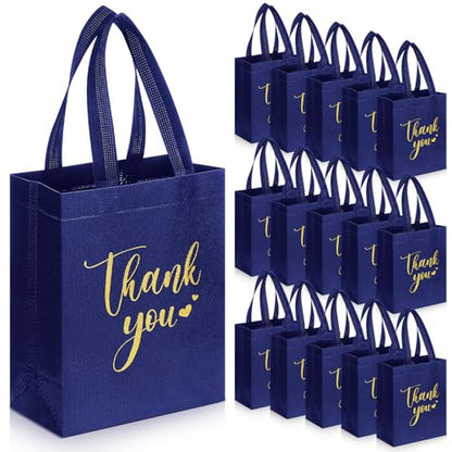 Sweetude 30 Thank You Non Woven Gift Bag, 10 x 8 x 4 Inch, Navy Blue - color: Navy Blue, size: 10 X 8 X 4 Inch