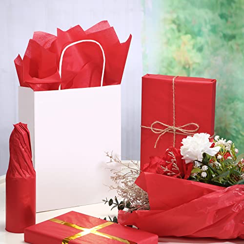 Fuutreo 300 Sheet Kraft Tissue Paper Bulk 14x20'' Wrapping, Red - color: Red