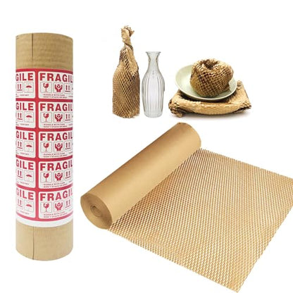 Dish Packing Kit Honeycomb Wrapping Paper and 300 Count Air Pillows for Shipping