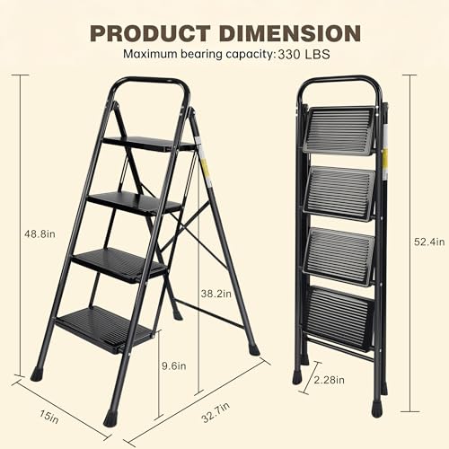 Valeo 4 Step Ladder, Folding Step Stool with Wide Anti-Slip Pedal - style: 4 Step
