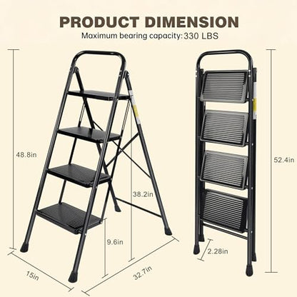 Valeo 4 Step Ladder, Folding Step Stool with Wide Anti-Slip Pedal - style: 4 Step