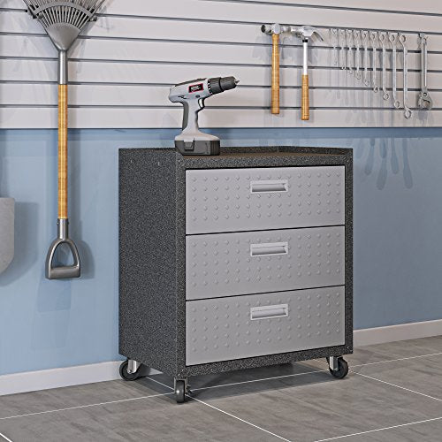 Manhattan Comfort Fortress Collection Convenient Durable Mobile Garage 6 Piece Tool Set, Great for a Variety of Tools and Supplies, 6 Piece, Dark Charcoal Gray/Silver - color: Black/Grey, style: 6-Piece Set