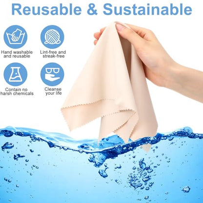 Frienda 12 Pack Large Glass Cleaning Cloth, Beige - color: Beige