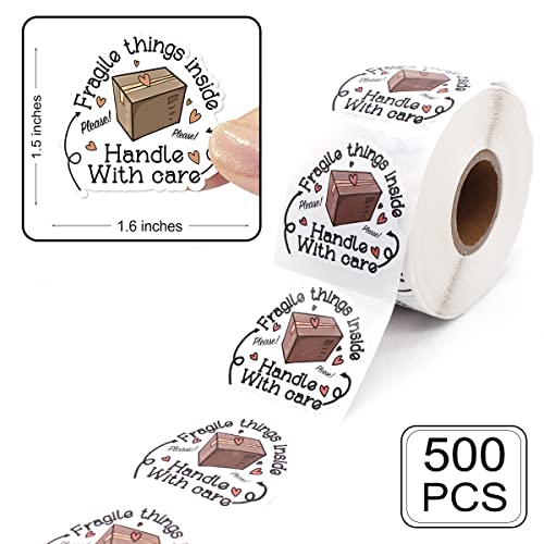 Funny Fragile Things Inside Please Handle with Care Stickers,Fragile Warning Online Retailers Mailbox Paster, Shipping Box Stickers for Shipping and Packing,500 PCS - style: Please Handle with Care