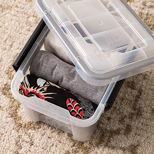 IRIS USA 6-Pack 6 Qt Storage Bins with Gasket Lids, Clear/Black - size: 7 Qt, style: 6 Pack