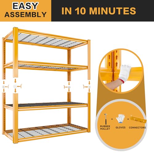 REIBII 40" W Yellow Garage Shelving with Double-Layer Frames for Homeowners - color: Orange
