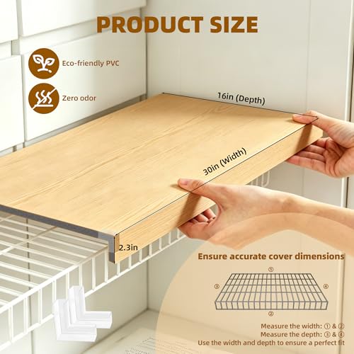 Wire Shelf Covers, 5pcs PVC Wire Rack Cover for Pantry & Closet Shelving - color: Wood, size: 30*16*2.3