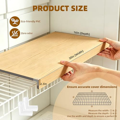 Wire Shelf Covers, 5pcs PVC Wire Rack Cover for Pantry & Closet Shelving - color: Wood, size: 30*16*2.3