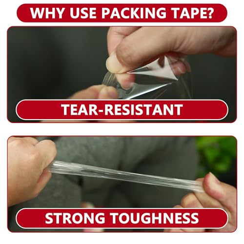 SWRT Heavy Duty Packing Tape, 24 Rolls,Clear, 2.7Mil, 1.8IN x 60YD