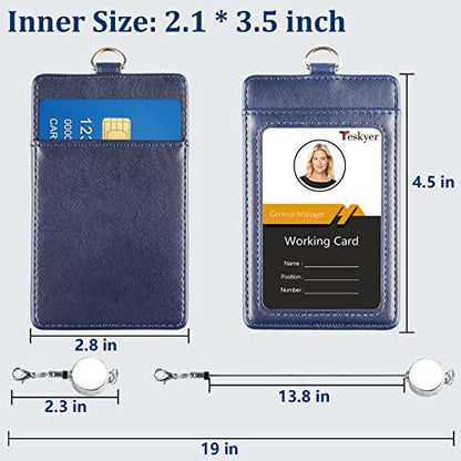 Teskyer Badge Holder with Retractable Lanyard, Vertical Blue - color: Blue #02, size: Vertical
