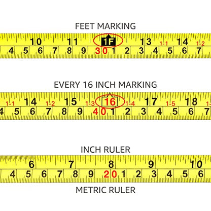 Amazon Basics Retractable Tape Measure with Metric and SAE Measurements, 16ft/5m, Belt Clip, Readable, Pink - color: Pink