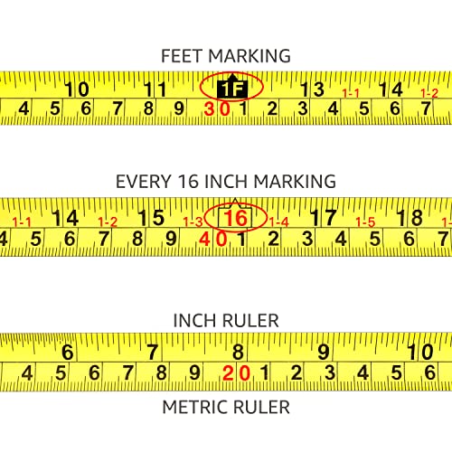 Amazon Basics Retractable Tape Measure with Metric and SAE Measurements, 16 ft / 192 in, Turquoise - color: Turquoise