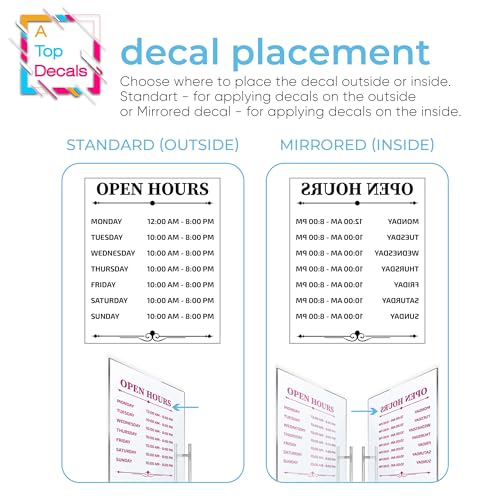 Custom Business Hours Window Decals, Open Hours Vinyl Door Sign for Office